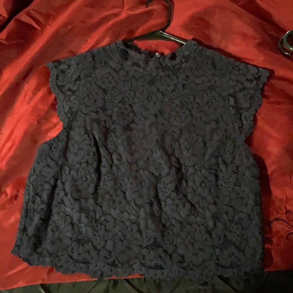 Navy blue lace crop top